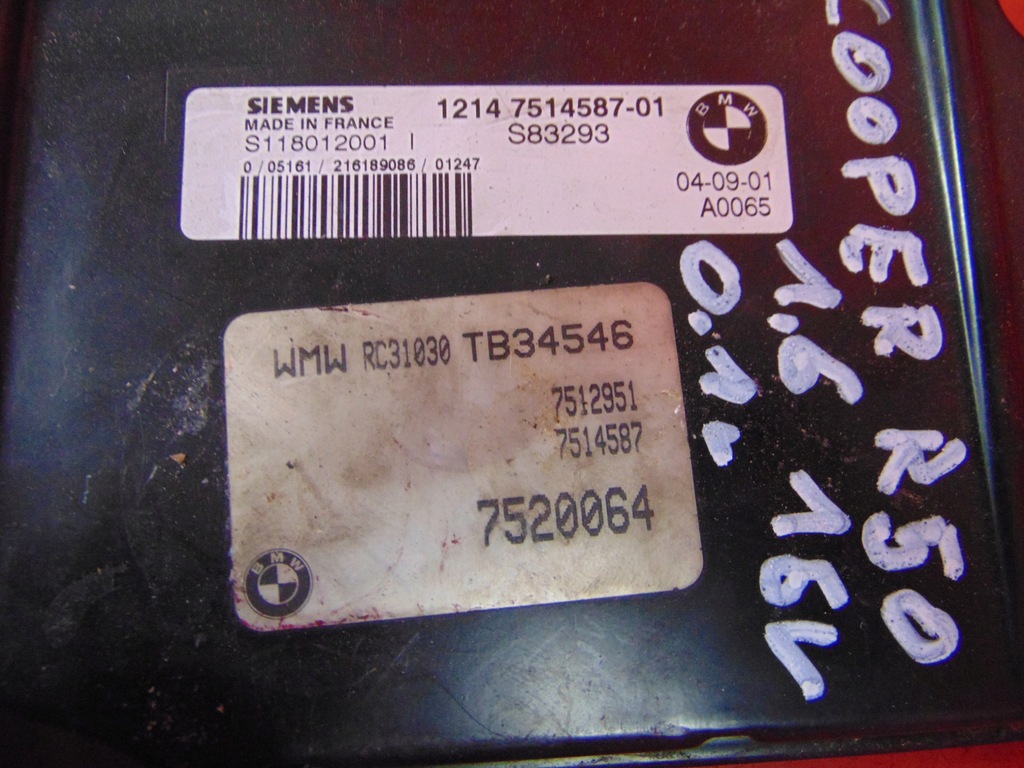 фото №3, Mini one cooper r50 r53 1.6 16v блок управления бортовой компьютер