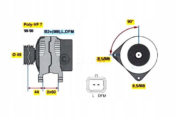 фото №2, Генератор nissan interstar 2,5dci 02- bosch