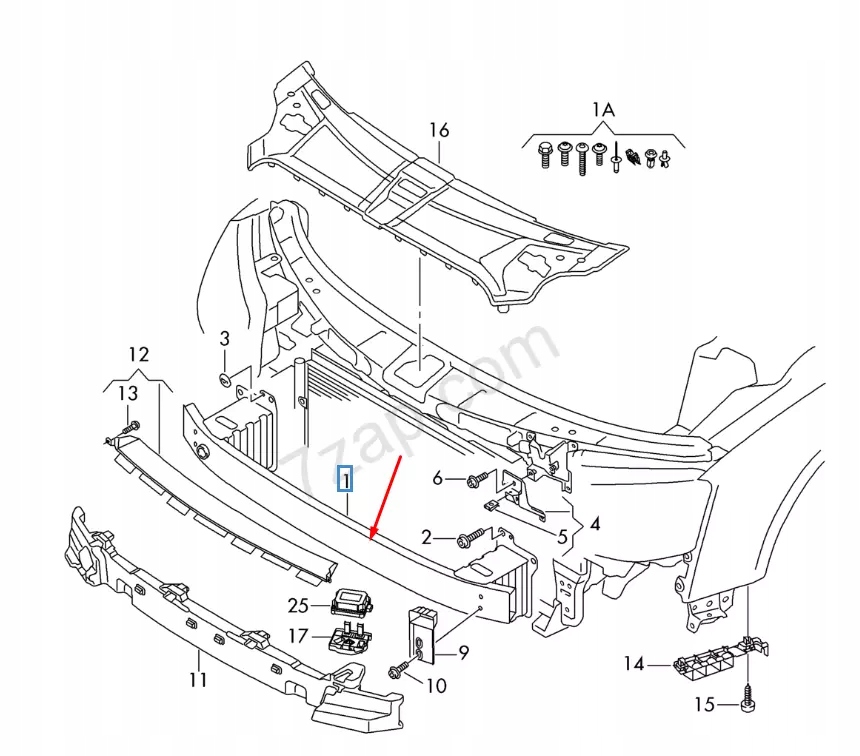 фото №1, Audi a8 d4 передня частина бампер підсилювач bar 4h0807109b 2015