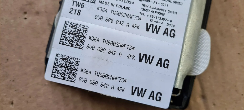 фото №8, S3 8v sedan a3 подушка подушка безопасности коленная пассажира правая 8v0880842a