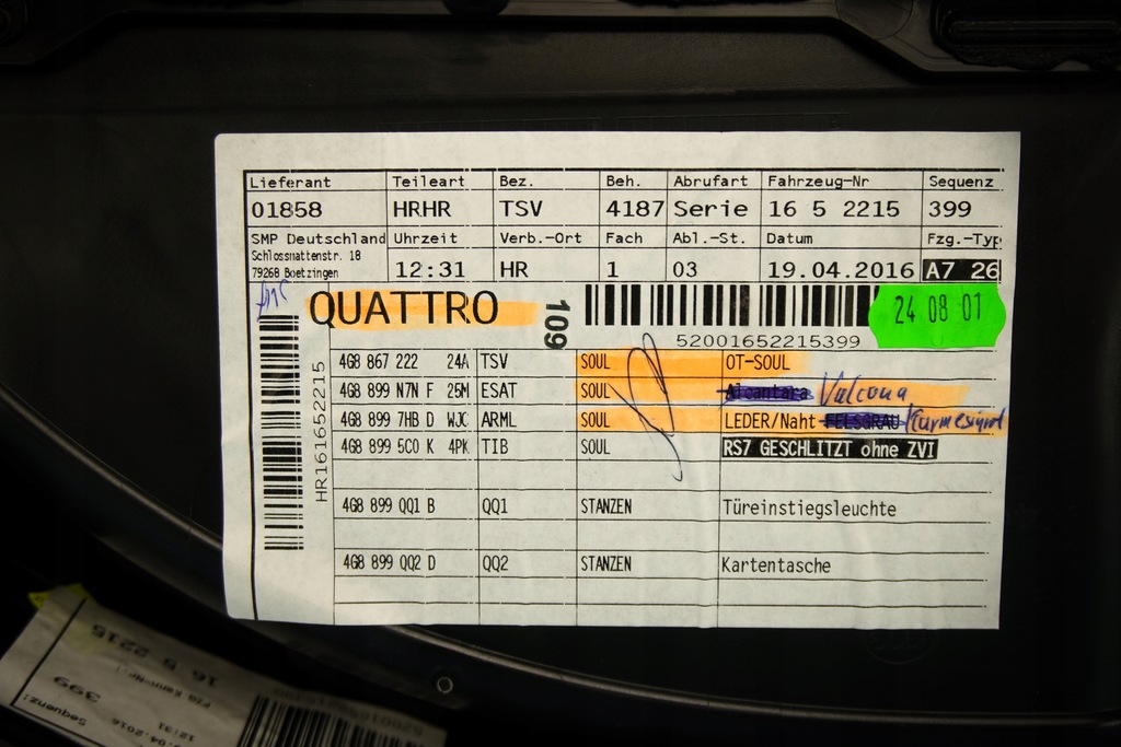 фото №11, Оббивка обшивка двері задня правий a7 s7 rs7 4g8 4g8867304d wfa exclusive