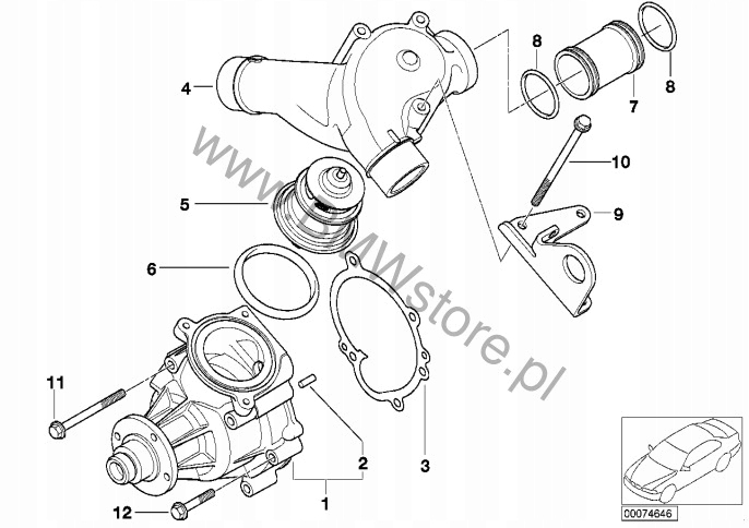 фото №8, Bmw z3 z4 m e85 3.2 343km s54 s54b32 насос жидкость охлаждающий wody 7838135