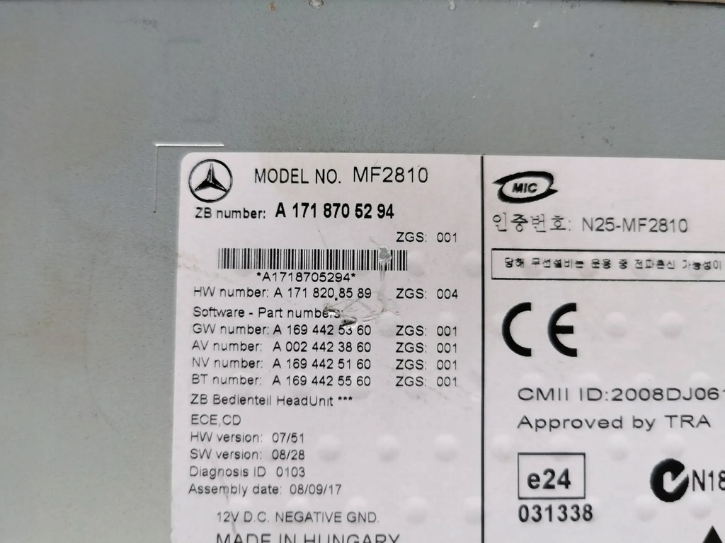 фото №5, Mercedes slk r171 w171 радио cd оригинал a1718705294 europa