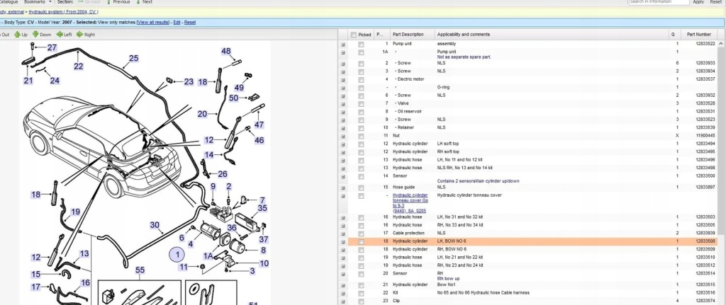 Механізм складання дах saab 9-3 кабріолет  ys3f 12833508 20378431 2007 Зі Шроту