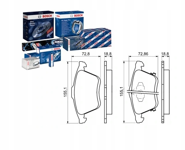 фото №1, Bosch комплект тормозных колодок ham. перед mazda 6 2.3 01.02 gg gy