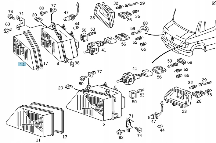 Купить Стекло фары / стекло лампа правая mercedes vario 669