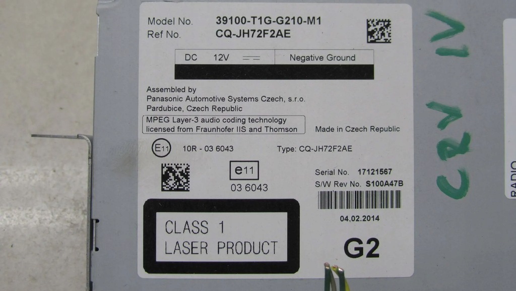 фото №6, Honda cr-v iv радио cd 39100-t1g-g210-m1