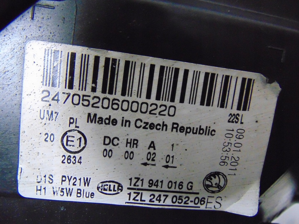 фото №14, Лампа правая перед ксенон skoda octavia ii 2 lift 1z1941016g europa