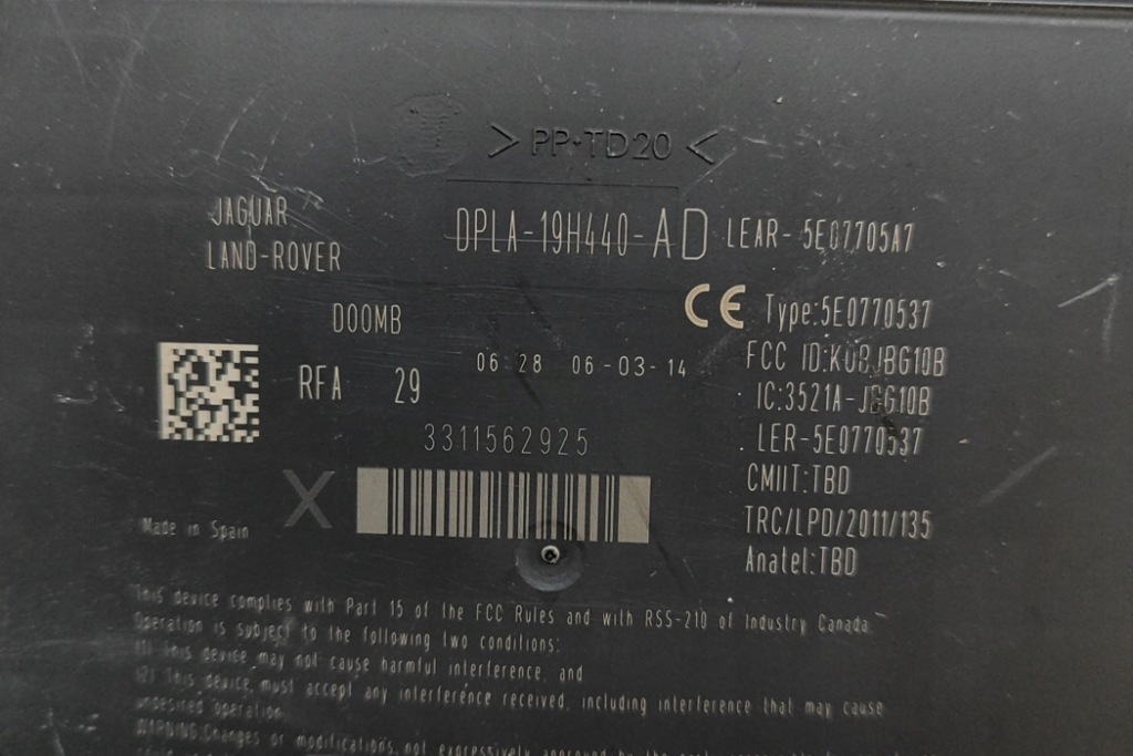 фото №6, Jaguar xf x250 модуль блока управления бесключевой dpla-19h440-ad 201