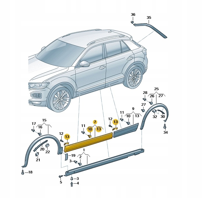 фото №1, Молдинг защитная дверь правый-передний чёрный сатиновая vw t-roc oe:2ga854940ae9b9