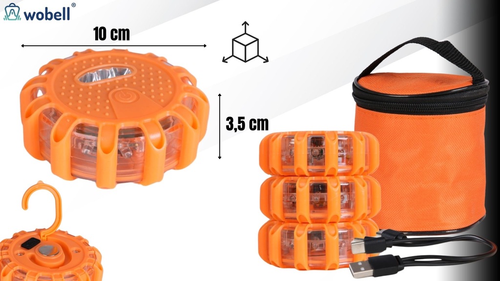 фото №12, Лампа попереджувальна led kogut drogowy з магнітом usb функції swiecenia 3 szt