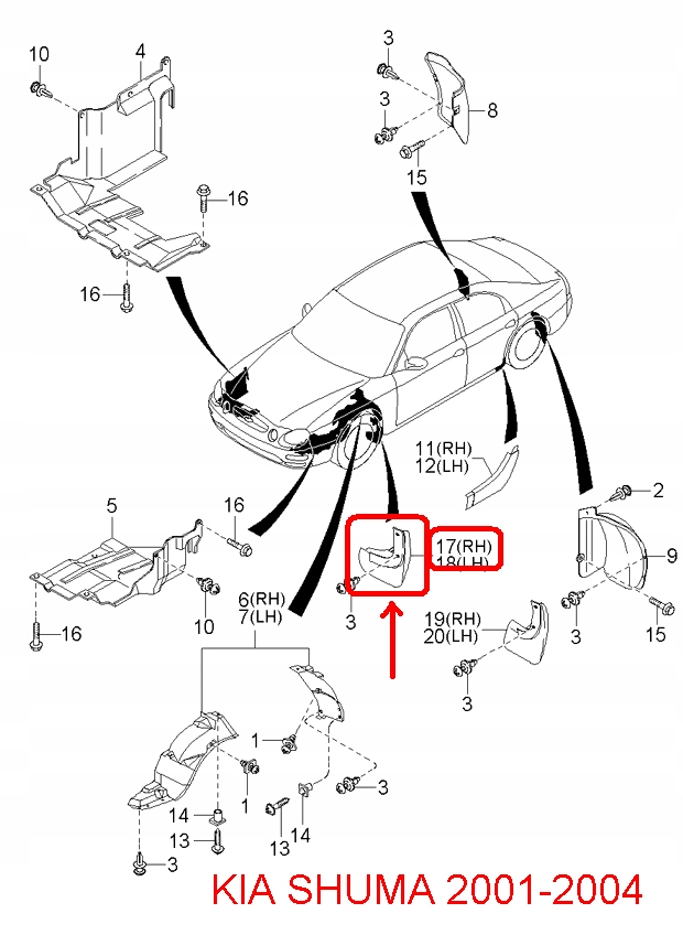 фото №6, Брызговик перед правый kia shuma 2001-2004