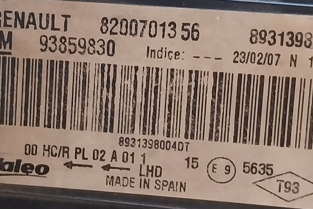 фото №6, Лампа права передня opel vivaro фургон f7 8200701356 2.5l дизель 107kw