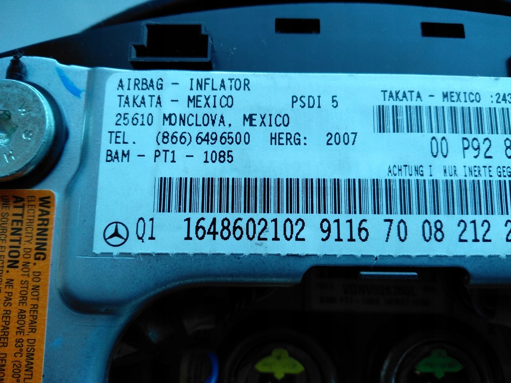 фото №7, Подушка безопасности подушка водителя mercedes ml w164 lift