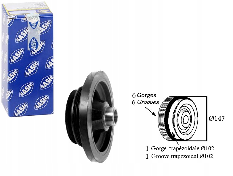 фото №1, Sasic 2156060 шкив, wał коленчатый