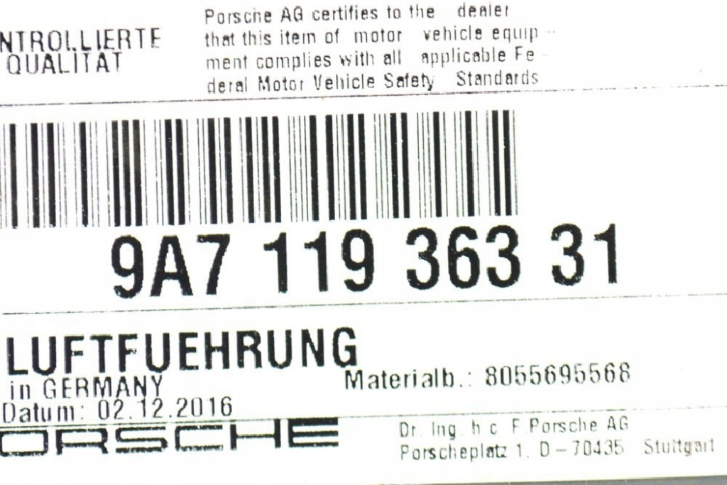 фото №6, Porsche panamera 970 air guide 9a711936331 новий оригінальний 2017