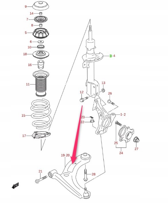 фото №1, Важіль правий перед suzuki baleno