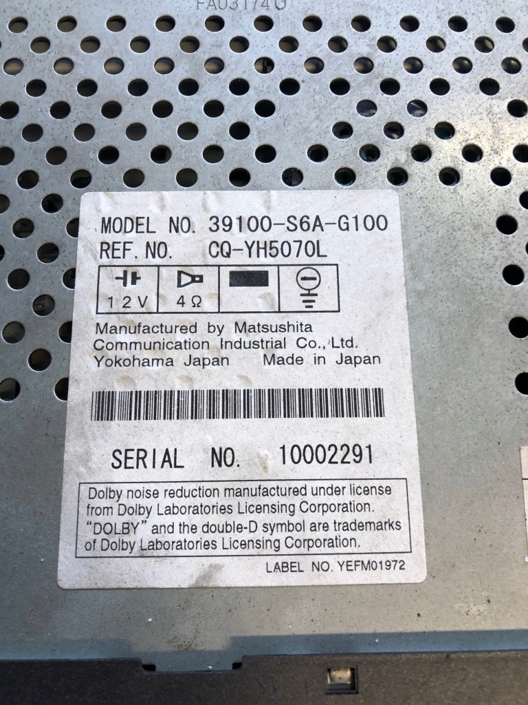 фото №2, Honda civic vii радио 39100-s6a-g100