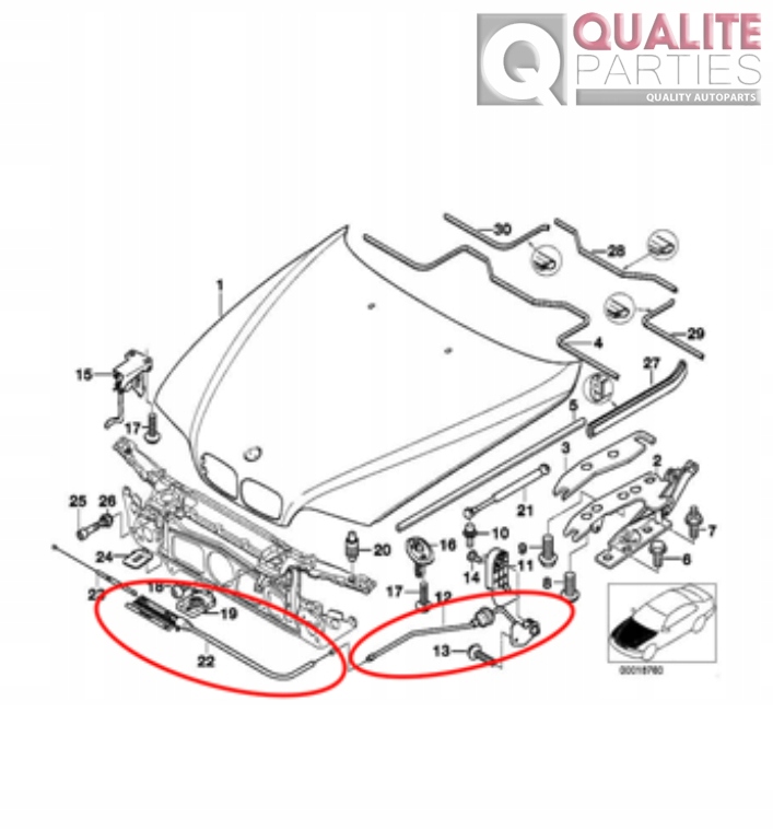 фото №3, Замки троси ручка капот кришки двигуна bmw 5 e39