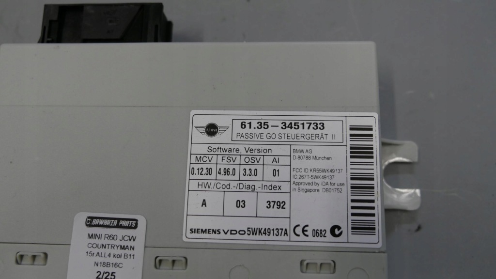 Mini r55 r56 r57 r58 r60 модуль блок управления keyless passiv access 3451733 Цена