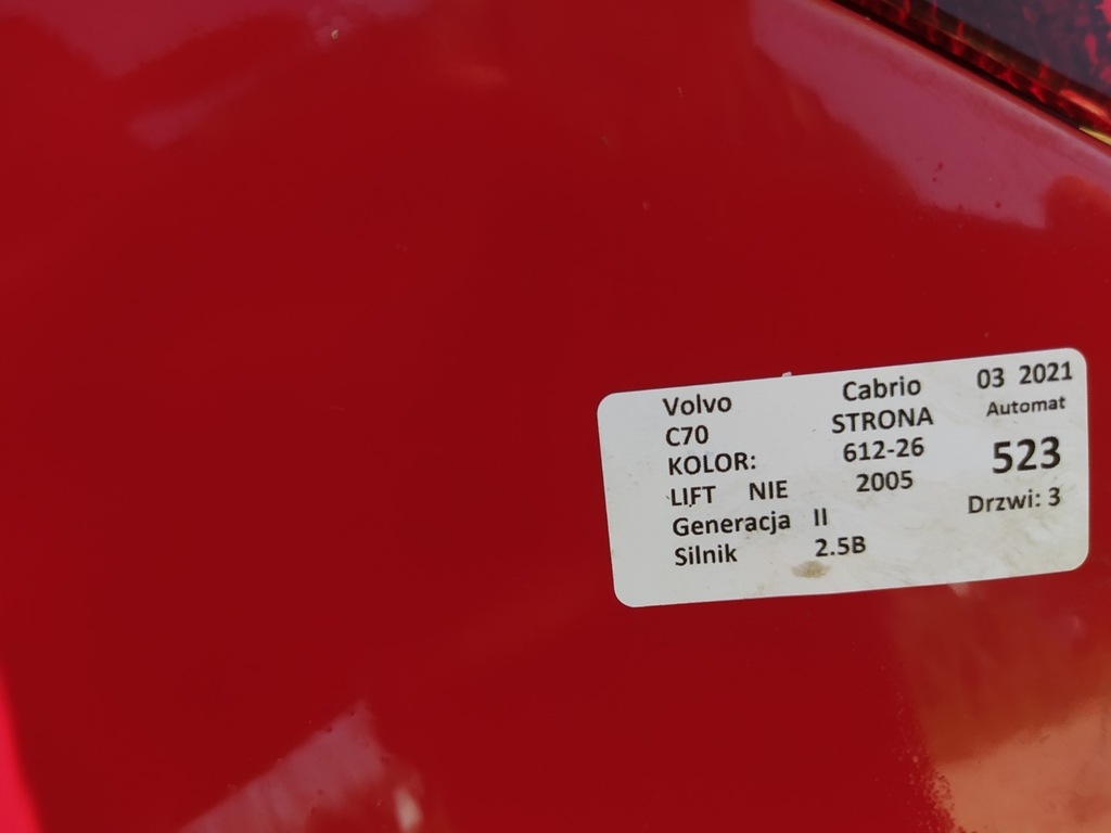 фото №12, Volvo c70 ii крышка багажника задняя 612-26