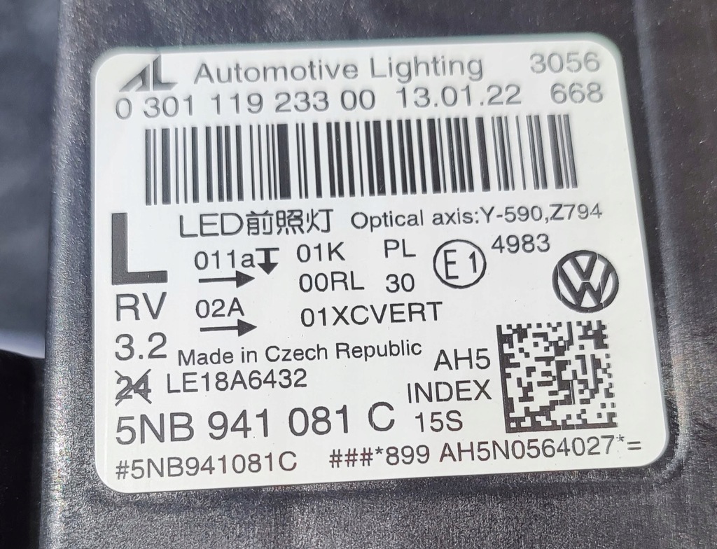 фото №16, Лампа левая передняя vw tiguan ii lift 2020-2024r full led matrix 5nb941081c
