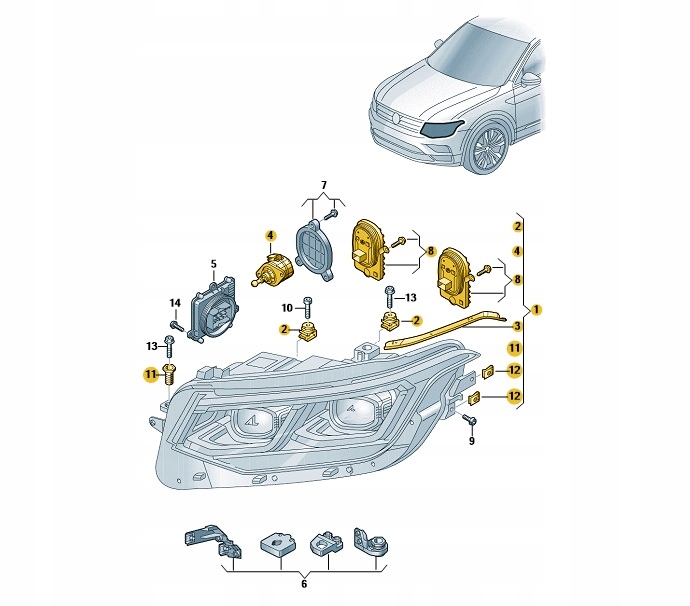 фото №1, Фара диодный matrix-beam str.prawa vw tiguan oe: 5nb941114f