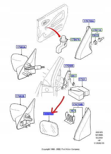 фото №1, Скло дзеркало праве ford escort fiesta puma