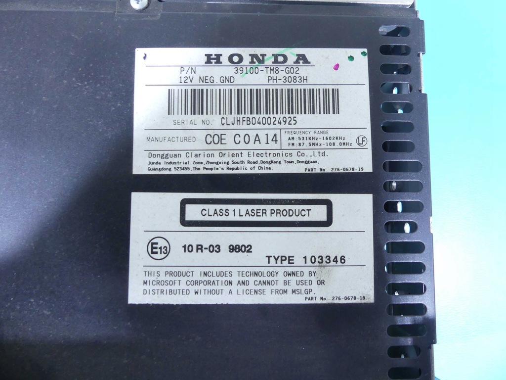 фото №7, Радіо заводський honda insight ii 39100-tm8-g02 радіопрогравач