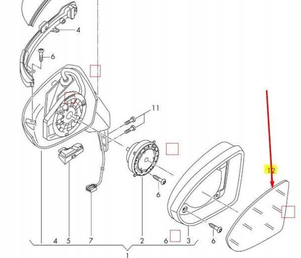 фото №9, Дзеркало скло випукле з плита опорний vag volkswagen golf 2013 2017
