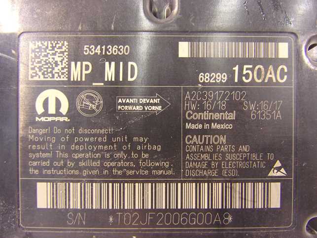 фото №2, Jeep compass ii 17- датчик модуль подушка безпеки 68299150ac