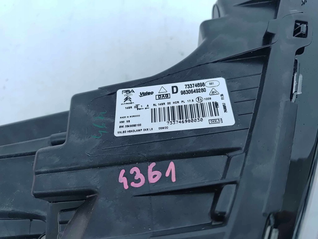фото №12, Citroen c4 iii 21- лампа права перед передня led vision nowa оригінальний номер 4361