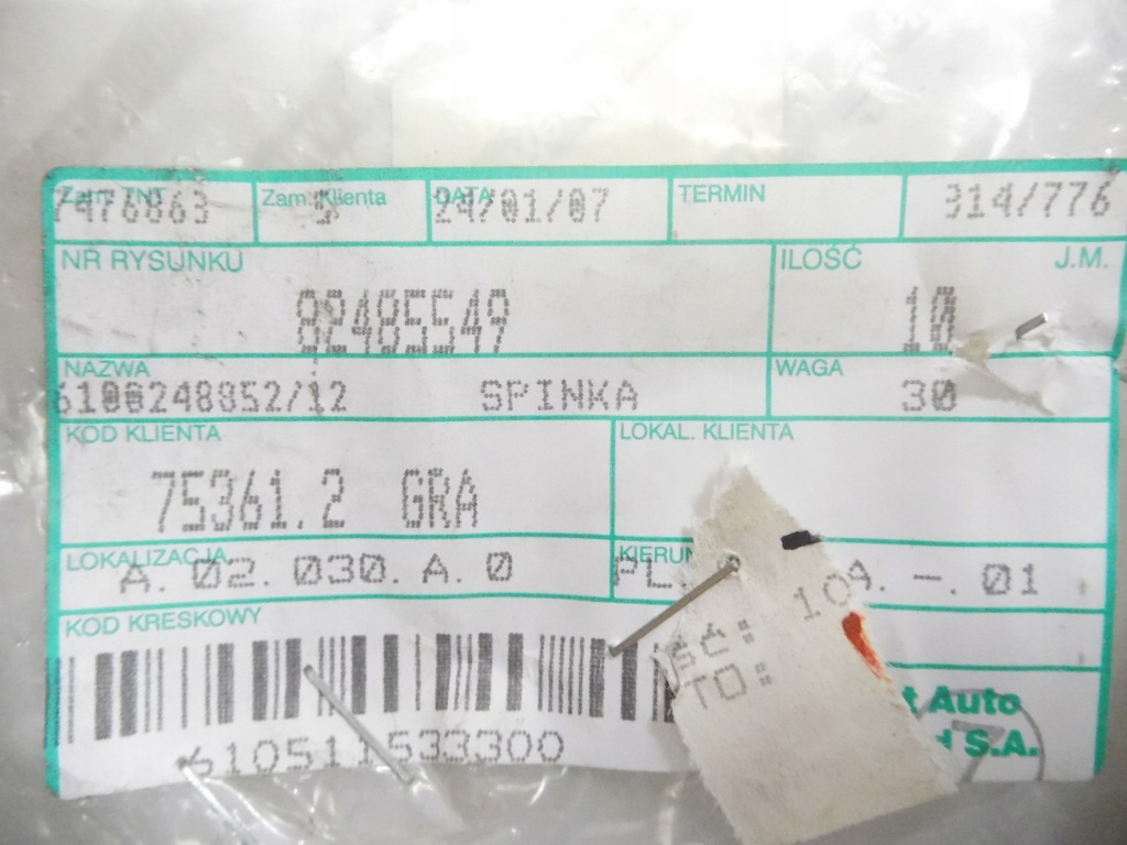 фото №8, Клипса кронштейн, приборная панель приборная fiat multipla оригинальный номер 82485549