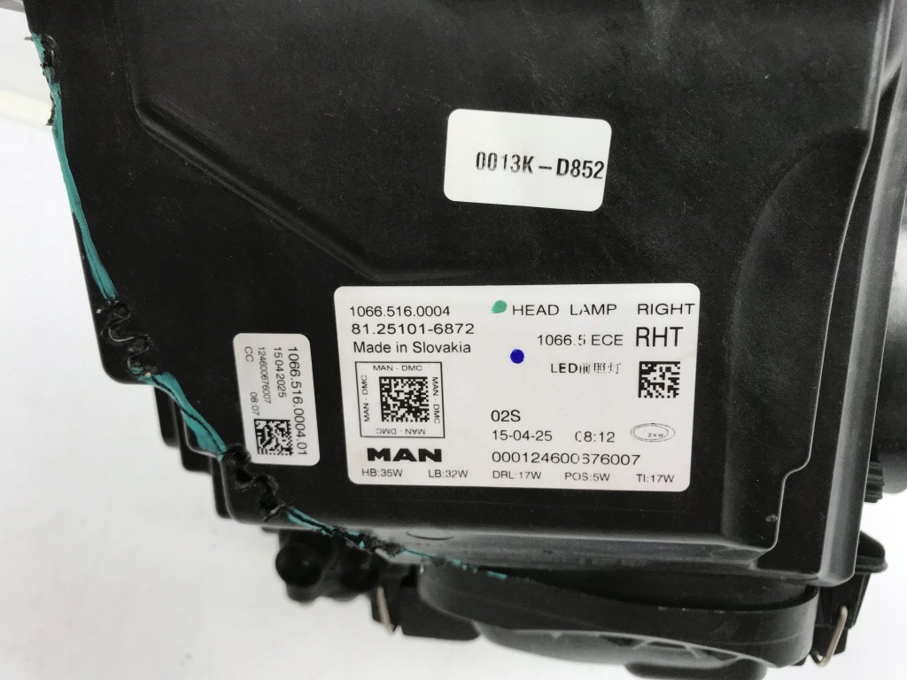 Лампа фара правый перед man tgx ii led 81.25101-6872 Доставка