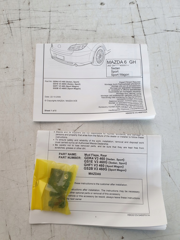 фото №11, Брызговики комплект правый левый задняя mazda 6 ii gh 2007-2012