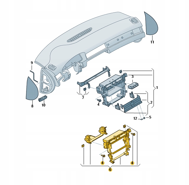 фото №2, 4b0858005l audi рамка кронштейн радіо 2 din audi a6 c5