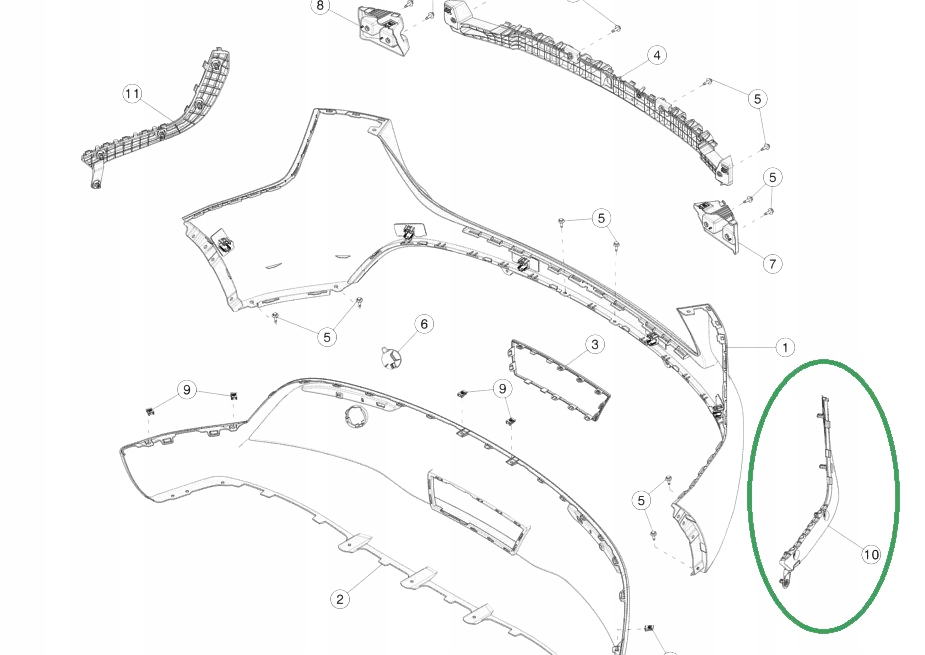 Напрямна бампера лівий задній tesla y 1494043-00-a 1494036-00-a oryg новий Ціна
