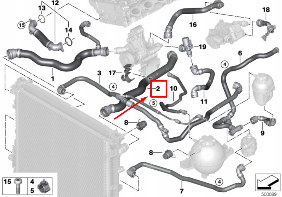 фото №11, Bmw x3 g01 верхній патрубок радіатора 9797611 17129797611