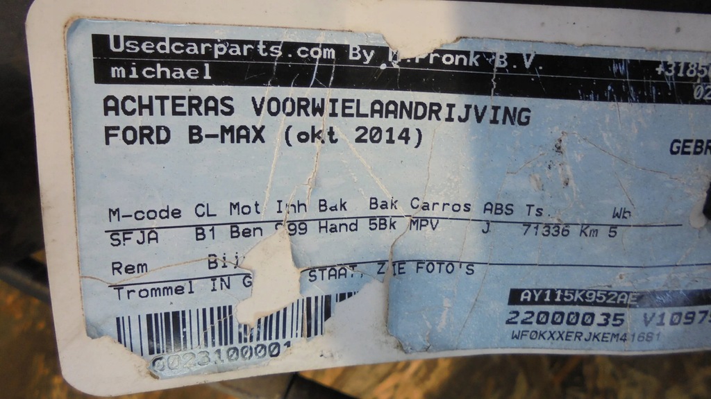 фото №6, Oś балка підвіска задня ford b-max