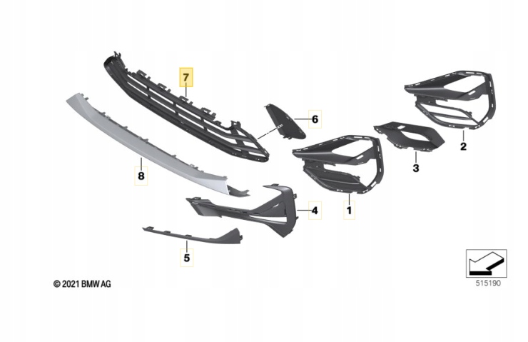 фото №1, Решётка решётка радиатора средняя bmw x1 lci f48 19-