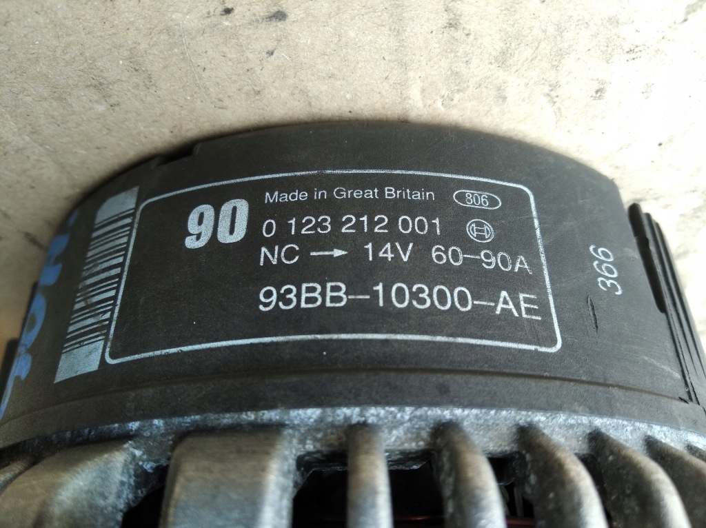 Генератор 90a ford mondeo mk 1 mk 2 1,6b 1,8b 2,0b 16v 123 212 001 Оригінал