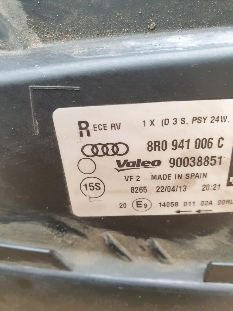 фото №8, Audi q5 8r lift лампа правый перед ксенон 8r0941006c омыватель