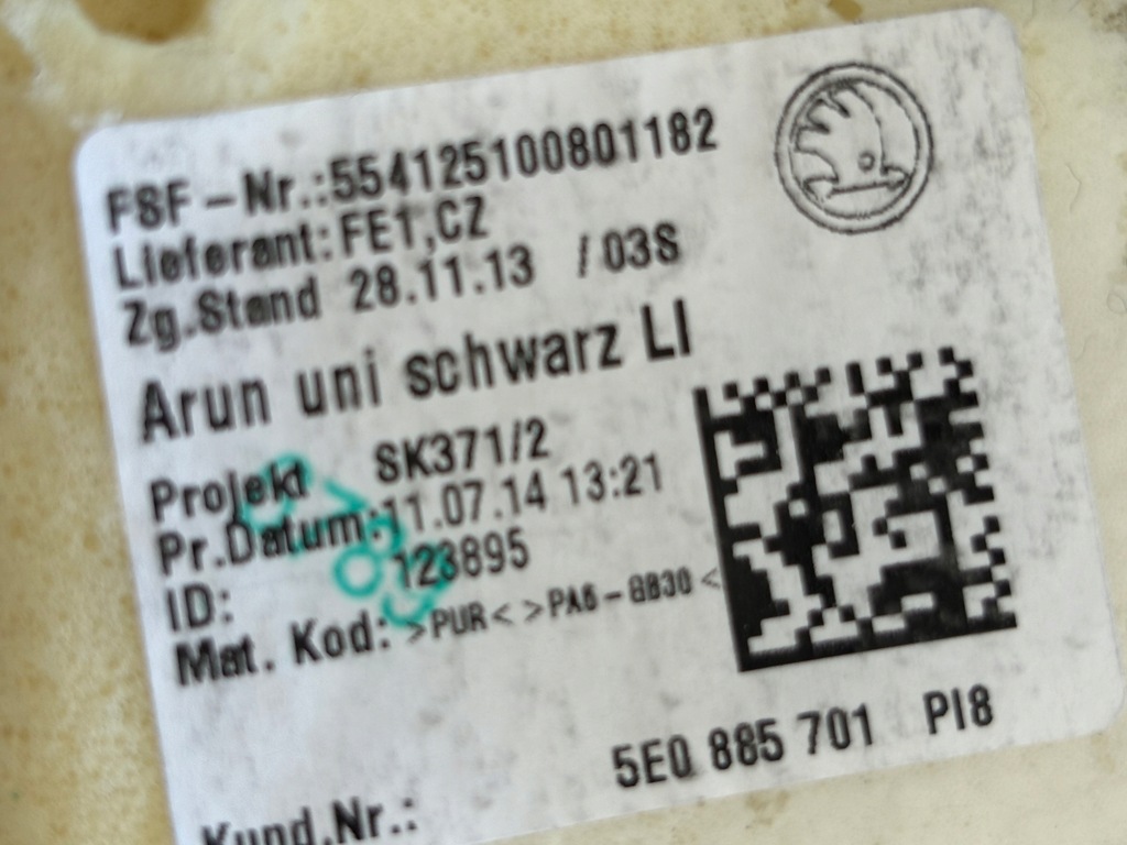 фото №5, Обшивка сиденье задняя левый с подушка skoda octavia iii