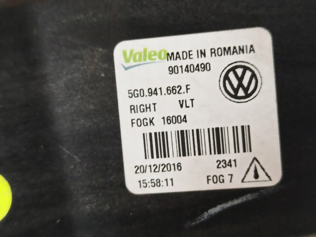 фото №7, Протитуманна фара правий vw golf vii 5g0941662f