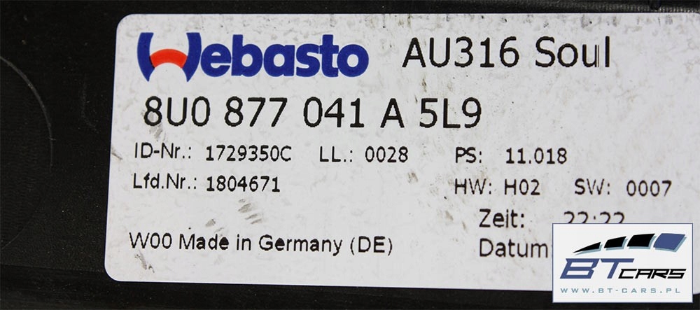 фото №7, Audi q3 дах скляний люк solar панорама 8u 8u0877041a 8u0877049 8u0