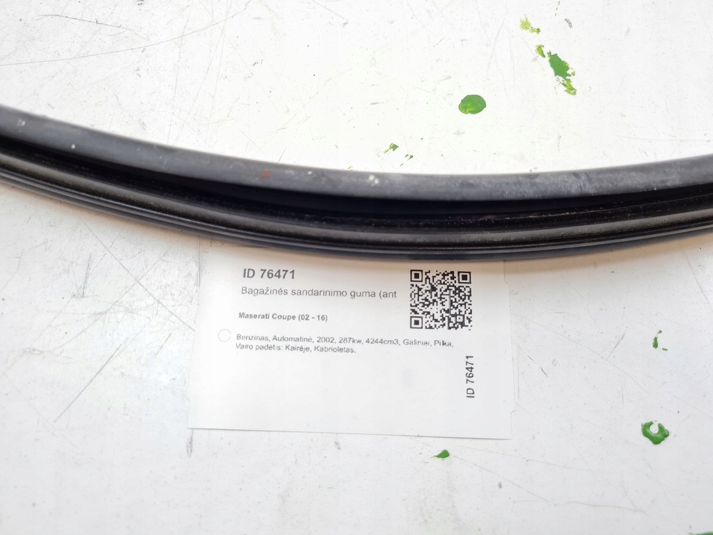 фото №10, 2002 maserati coupe прокладка крышки багажника