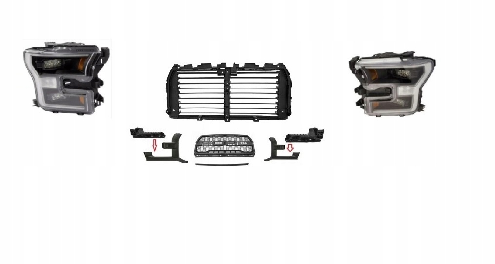 фото №1, Ford f-150 f150 raptor 18-21 решётка радиатора решётка + лампа led левая + правая +жалюзи