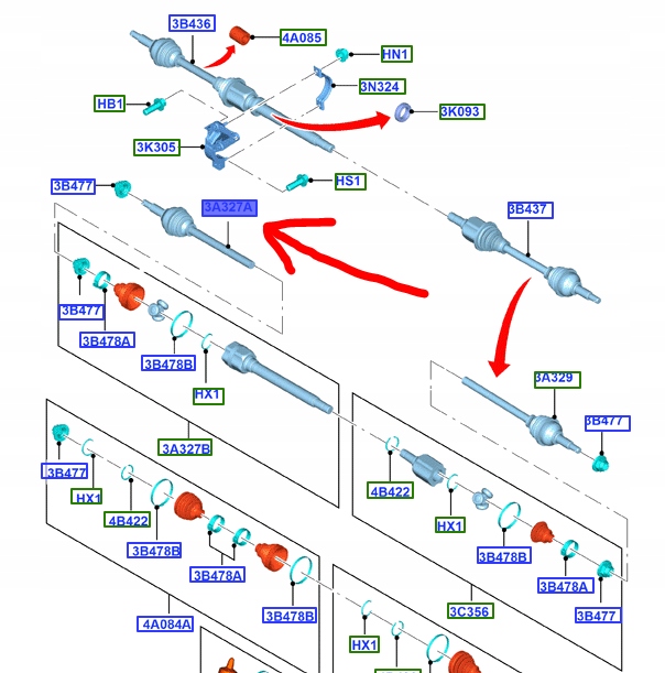 Купити Вал піввісь правий ford c-max focus 2011-