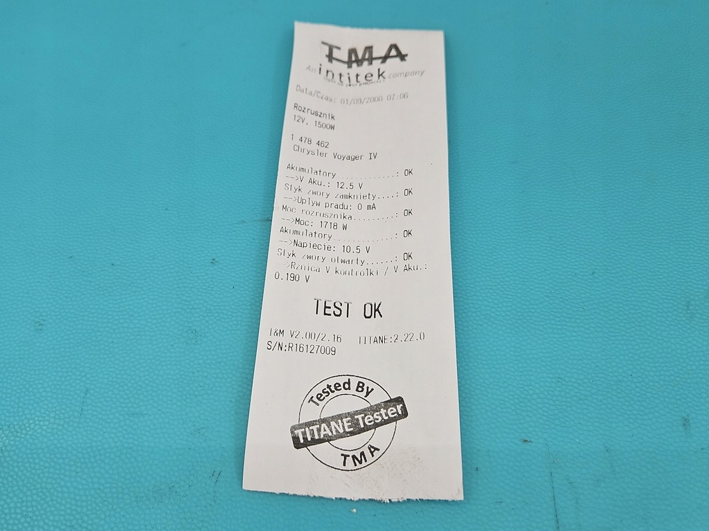 фото №6, Test стартер chrysler voyager iv 2.5 crd