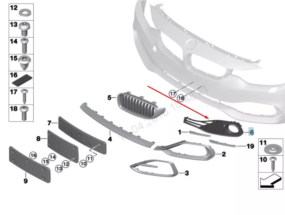 фото №9, Bmw 4 f32 left fog light luxury line решітка 51117309623 7309623 2016